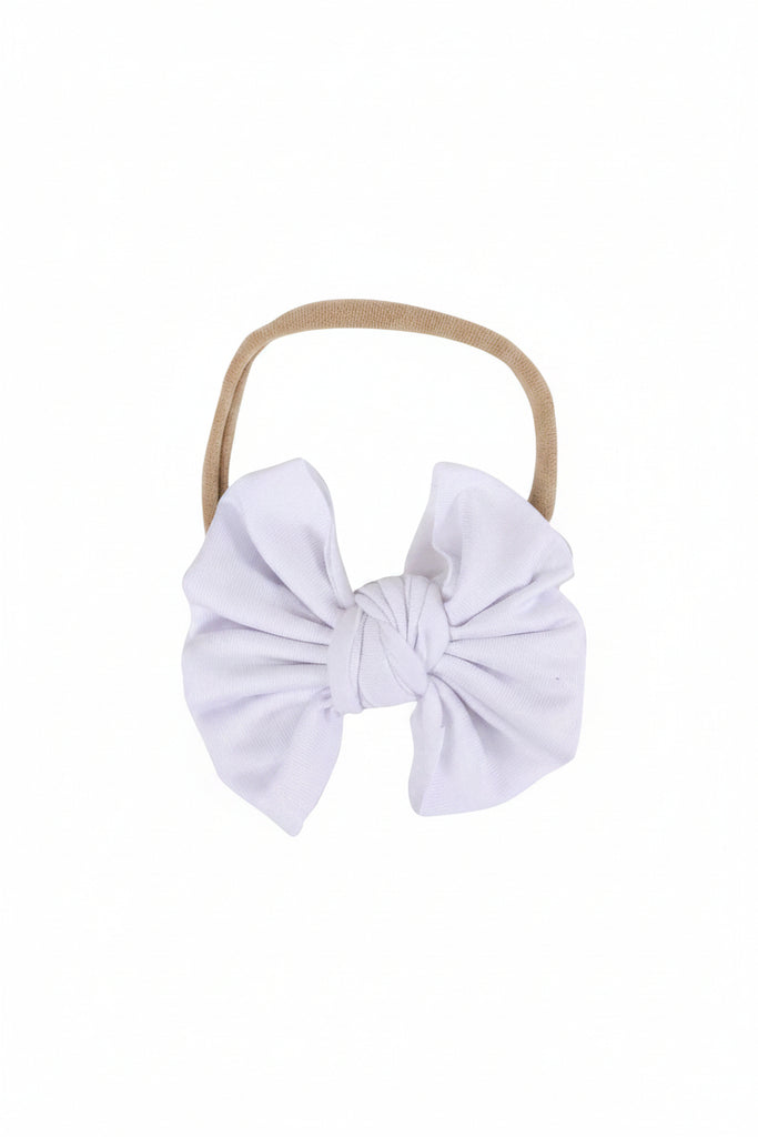 Solid White Knit Bow Headband