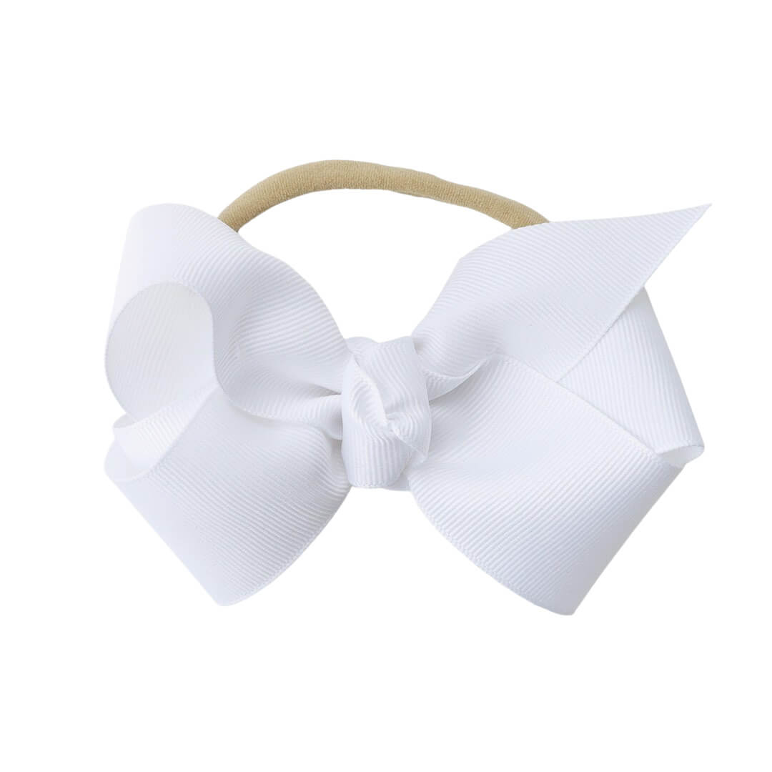 white ribbon bow headband 