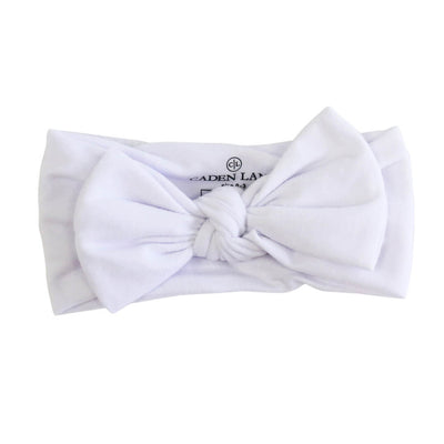 solid white knit large bow headwrap