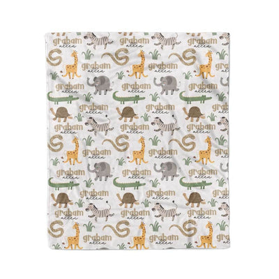 wild animals personalized blanket for kids 