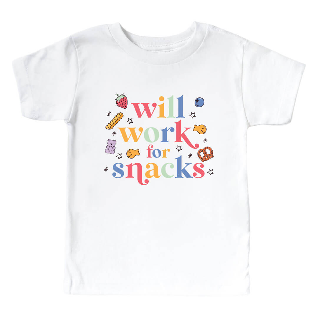 will work for snacks kids graphic tee 