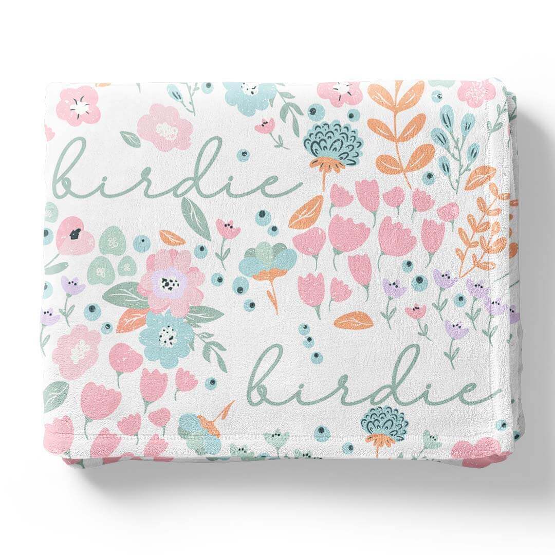 personalized kids blanket willow's whimsy floral