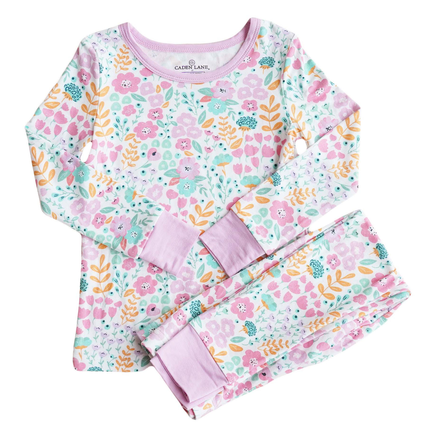 willow's whimsy floral two piece pajama set for girls