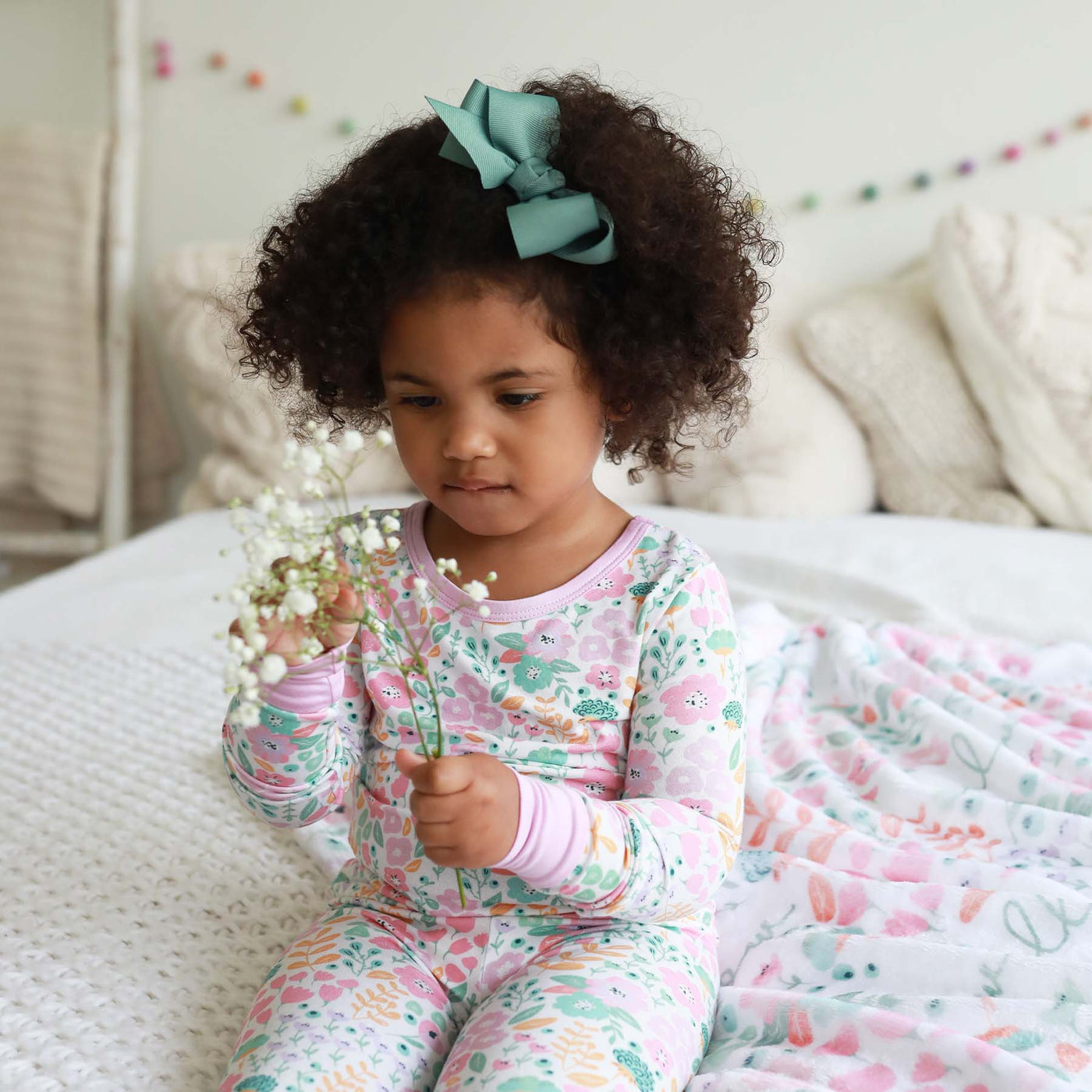 whimsy floral pajama set for kids 