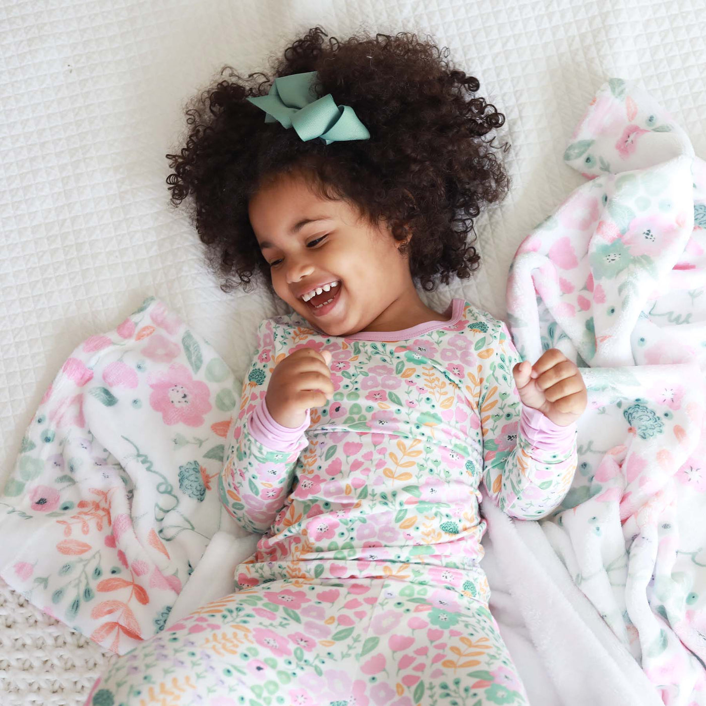 bamboo pajamas for kids with multicolor pastel flowers 