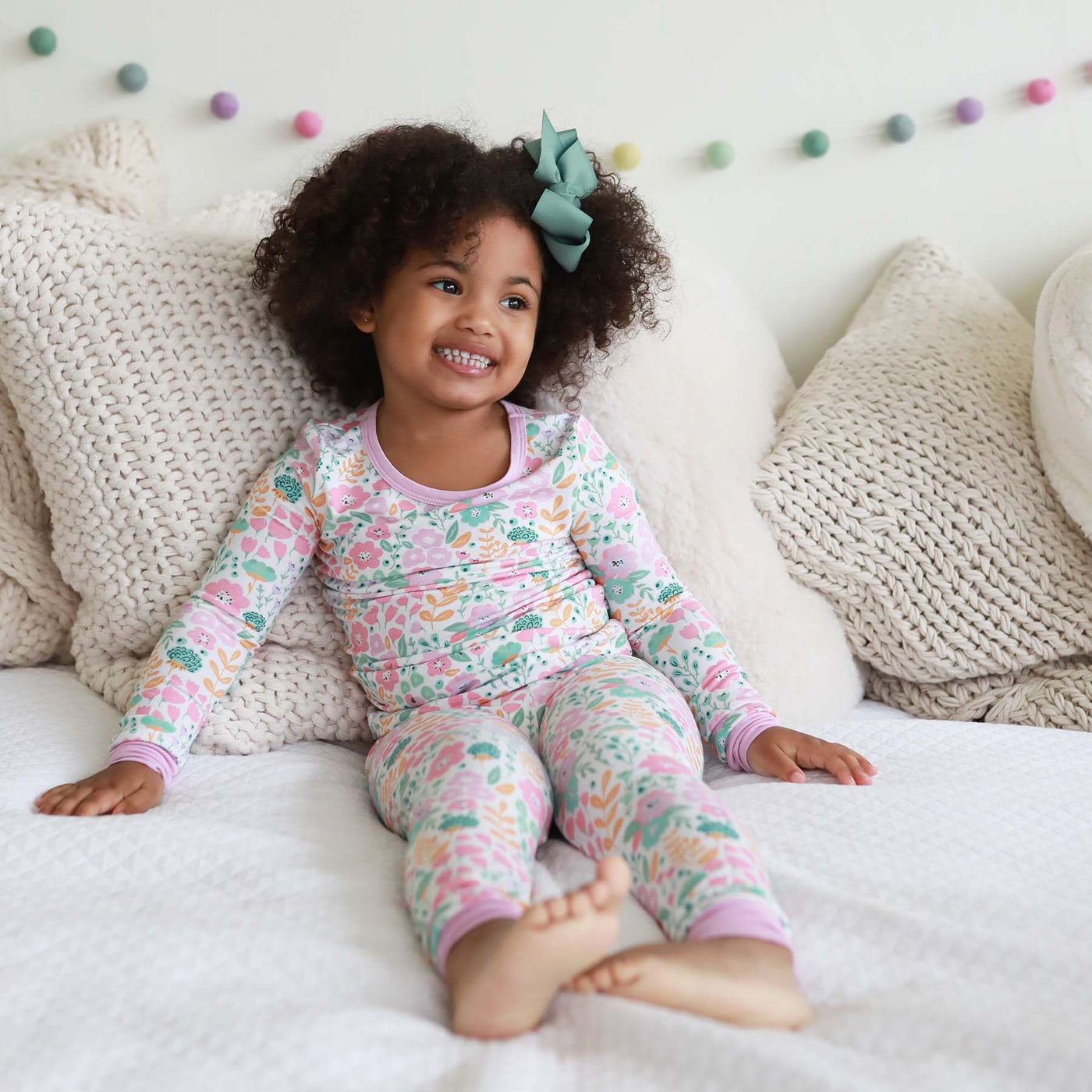 multicolor floral pajama set for kids 