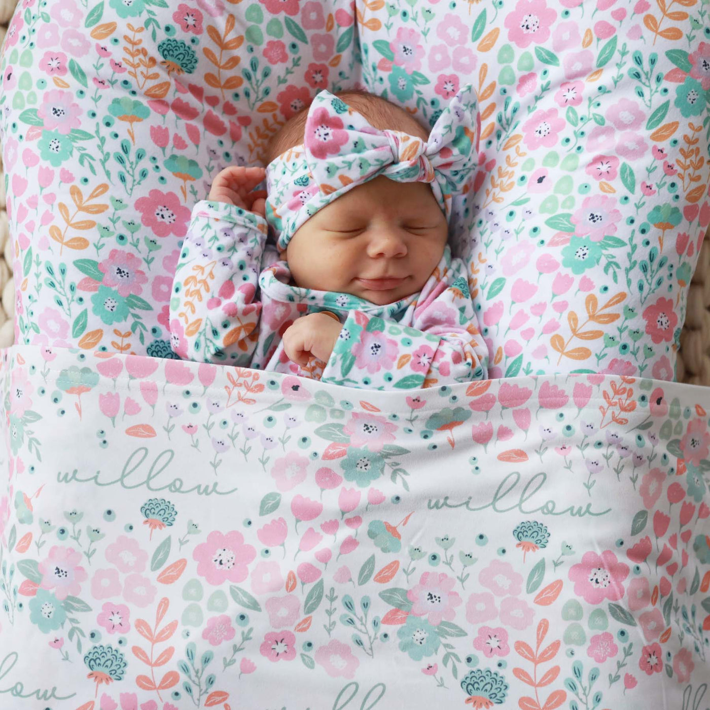 personalized swaddle blanket for babies pastel floral 