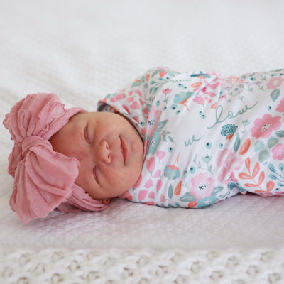 willow's whimsy floral personalized swaddle blanket 