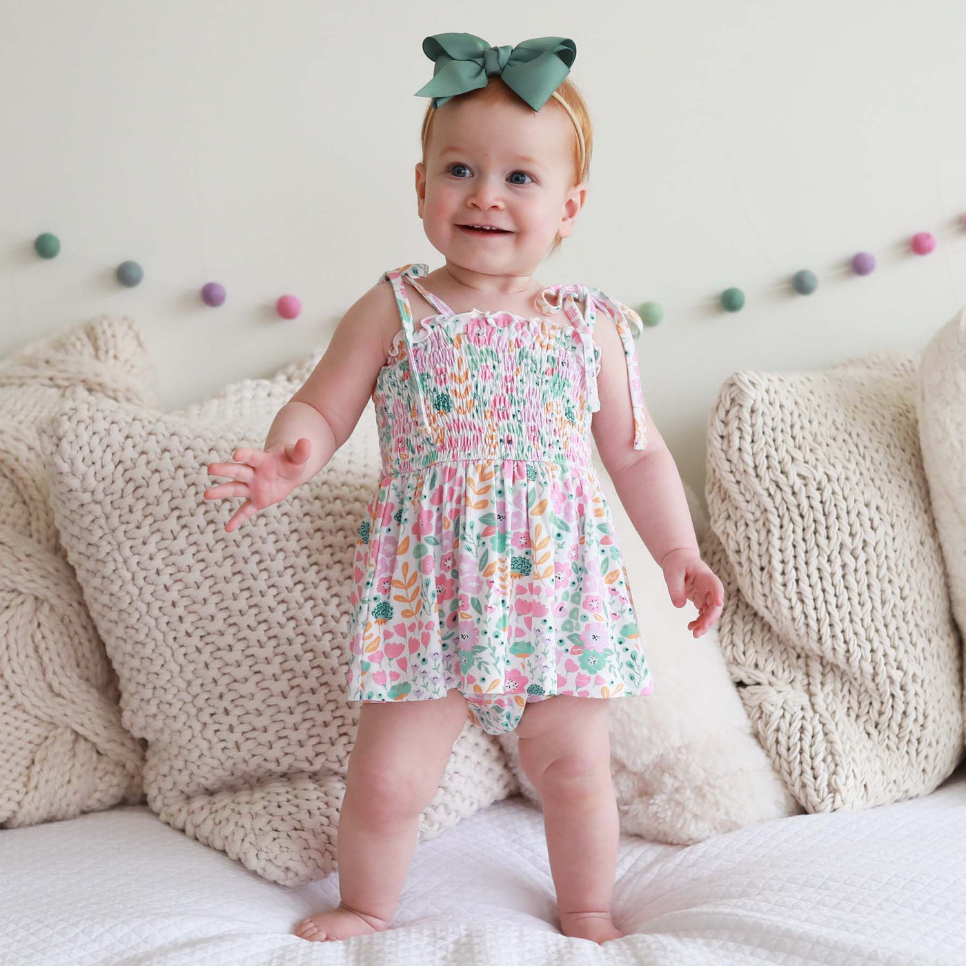 smocked twirl bodysuit willow's whimsy floral 