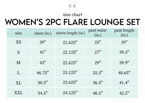 Sizing chart