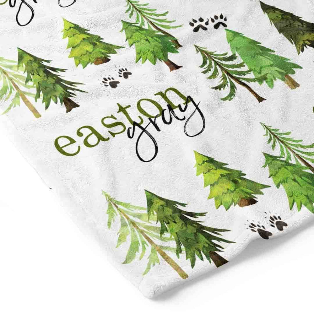 personalized toddler blanket forest trees