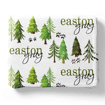woodland trees personalized toddler blanket 