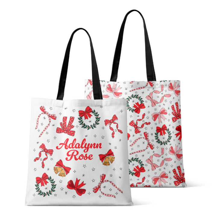 wrapped in a bow personalized tote 