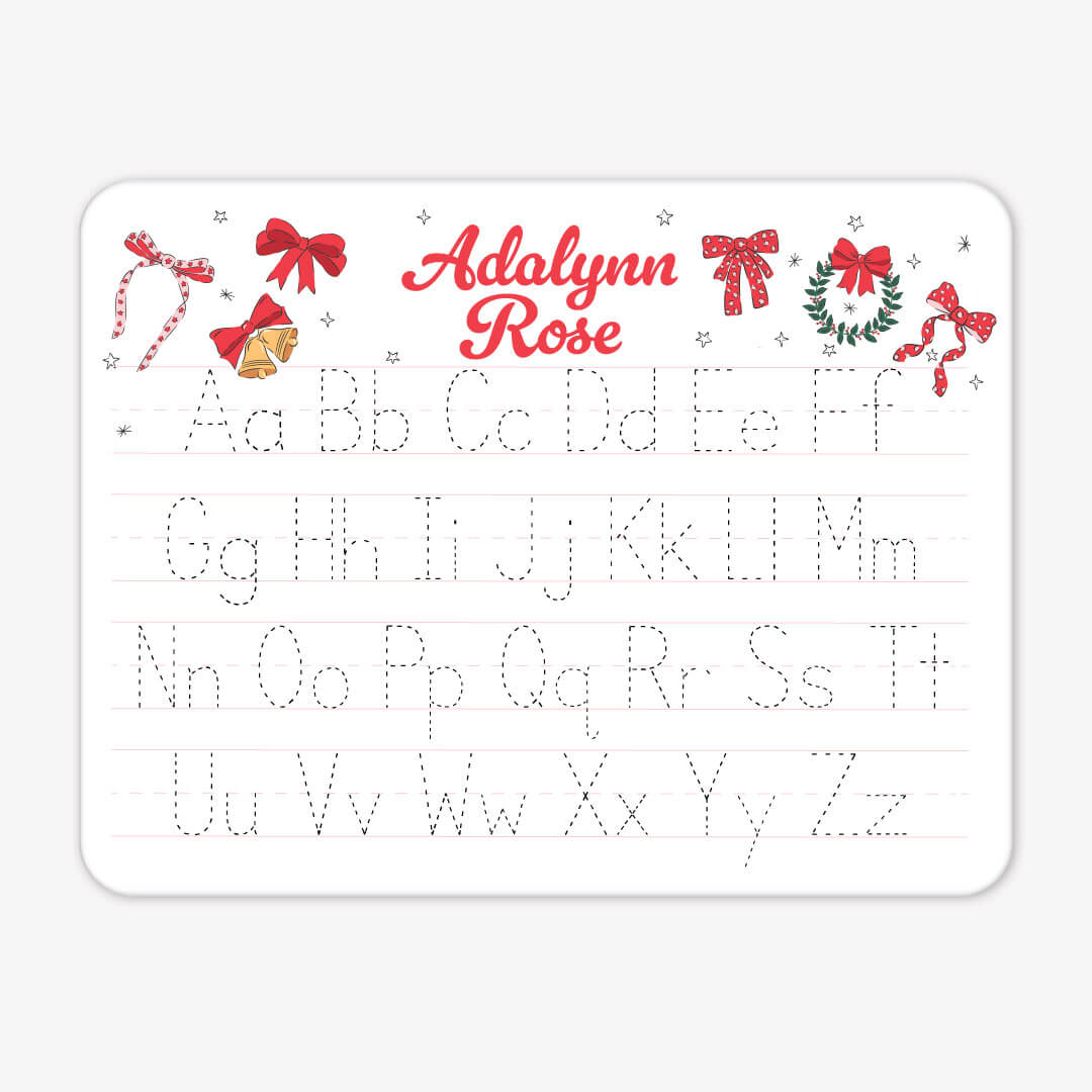 christmas bow personalized alphabet whiteboard for kids 