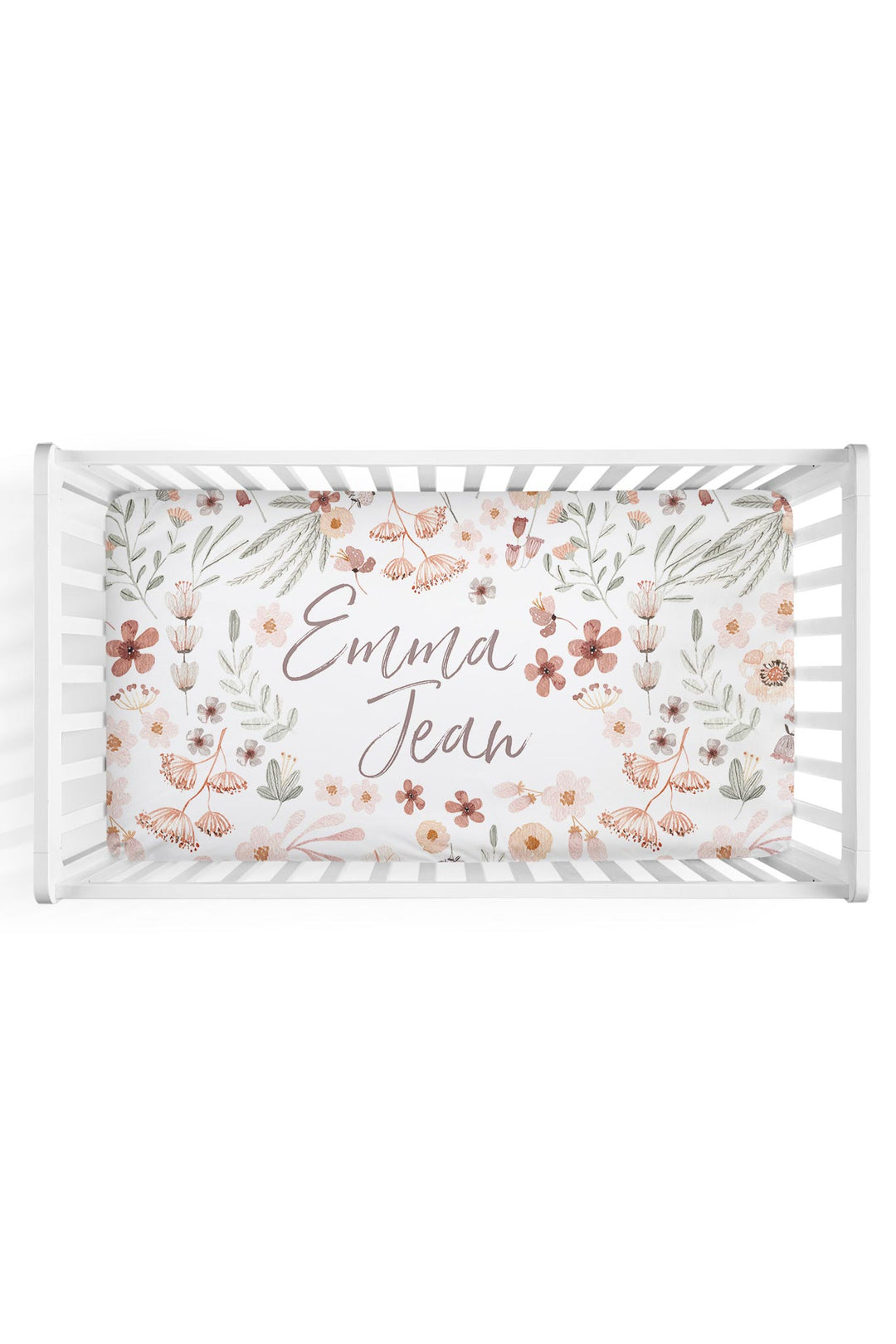 wren's wildflower personalized crib sheet 