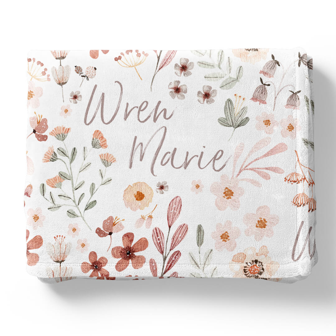 wren's wildflower personalized toddler blanket 