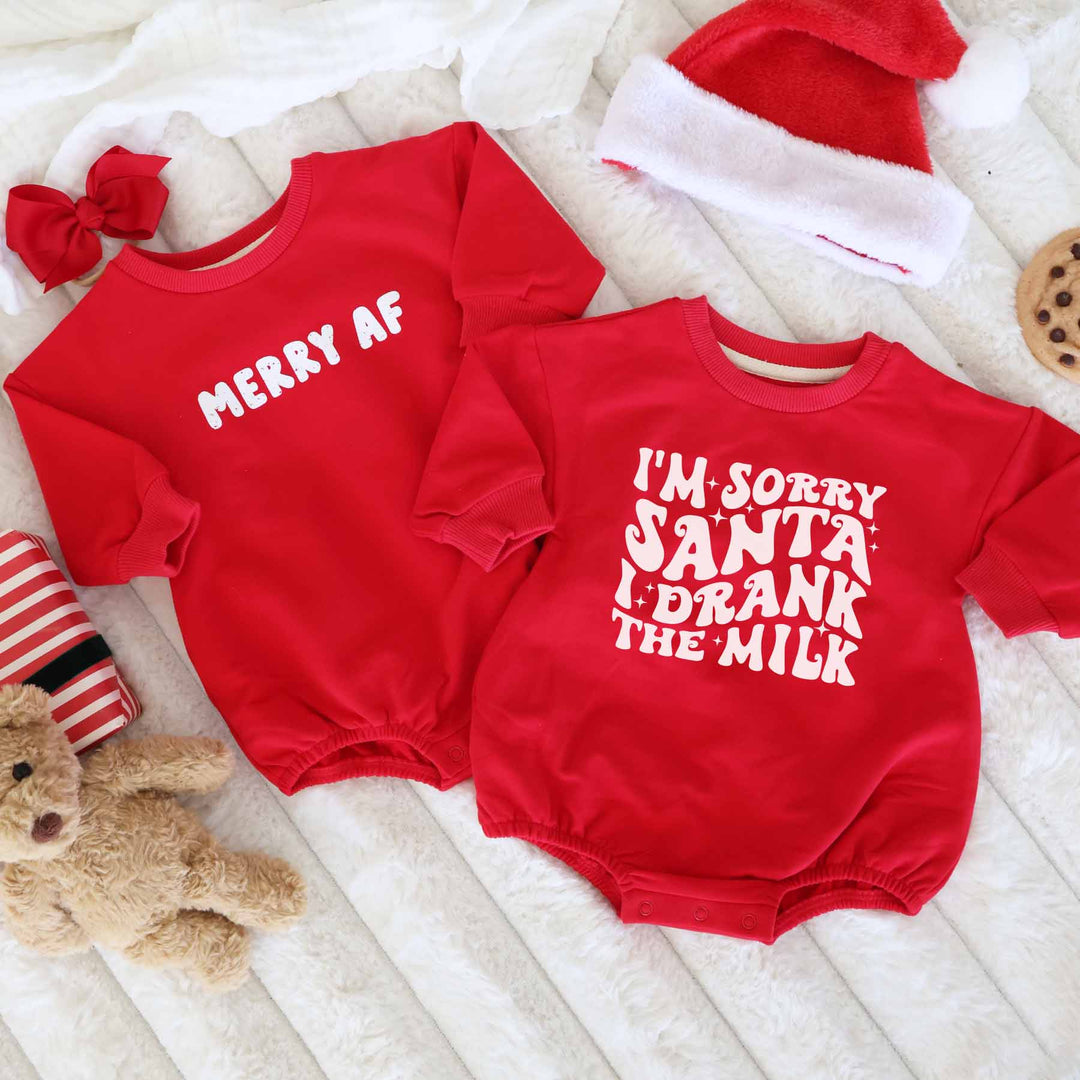 christmas graphic sweatshirt bubble rompers 