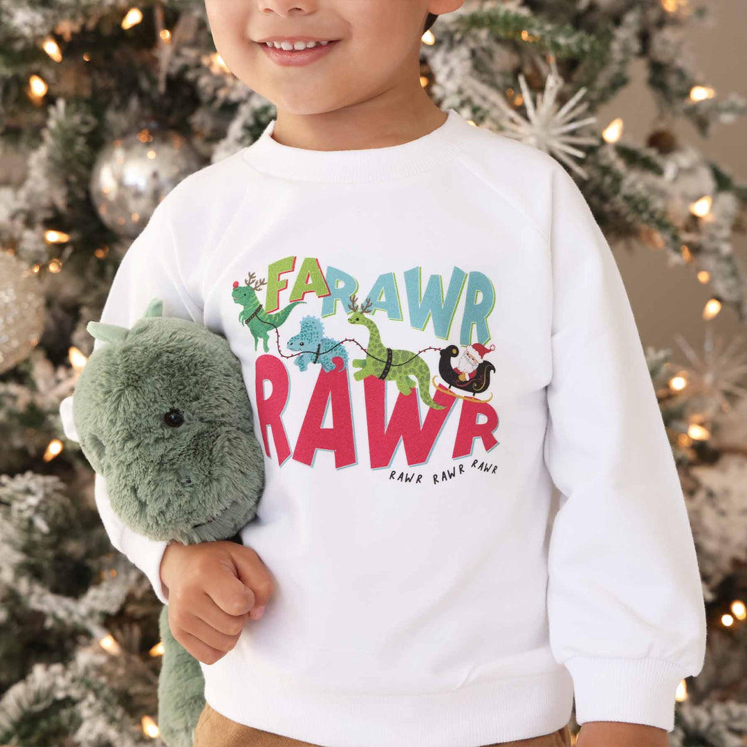 christmas graphic sweatshirt for kids dinosaur themed