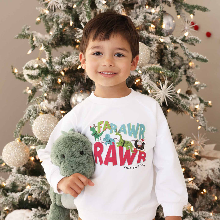 rawr christmas graphic sweatshirt for kids 