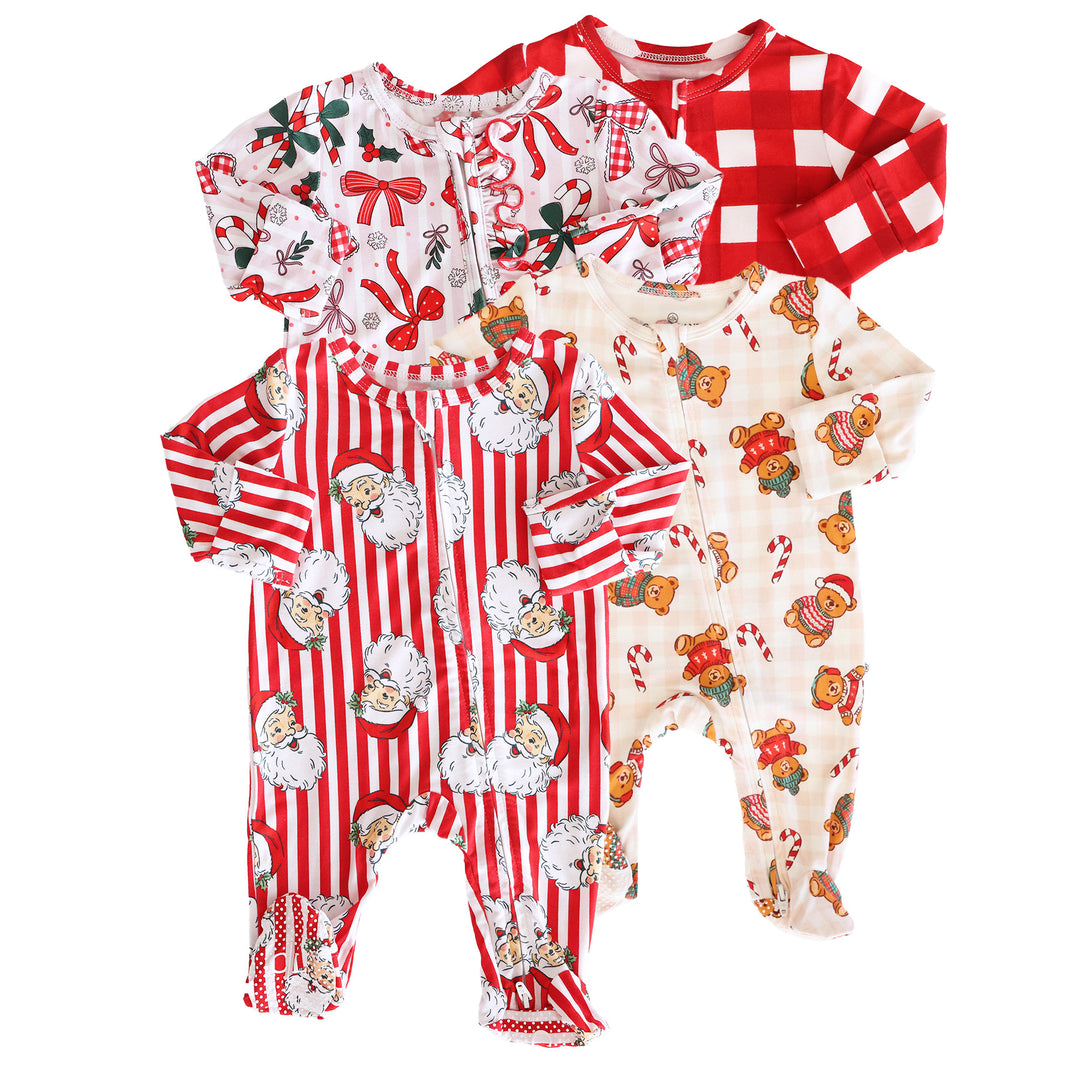 Christmas Bamboo Zipper Footies