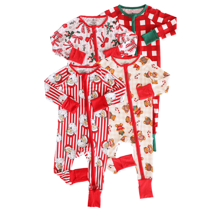 Christmas Bamboo Convertible Zip Rompers