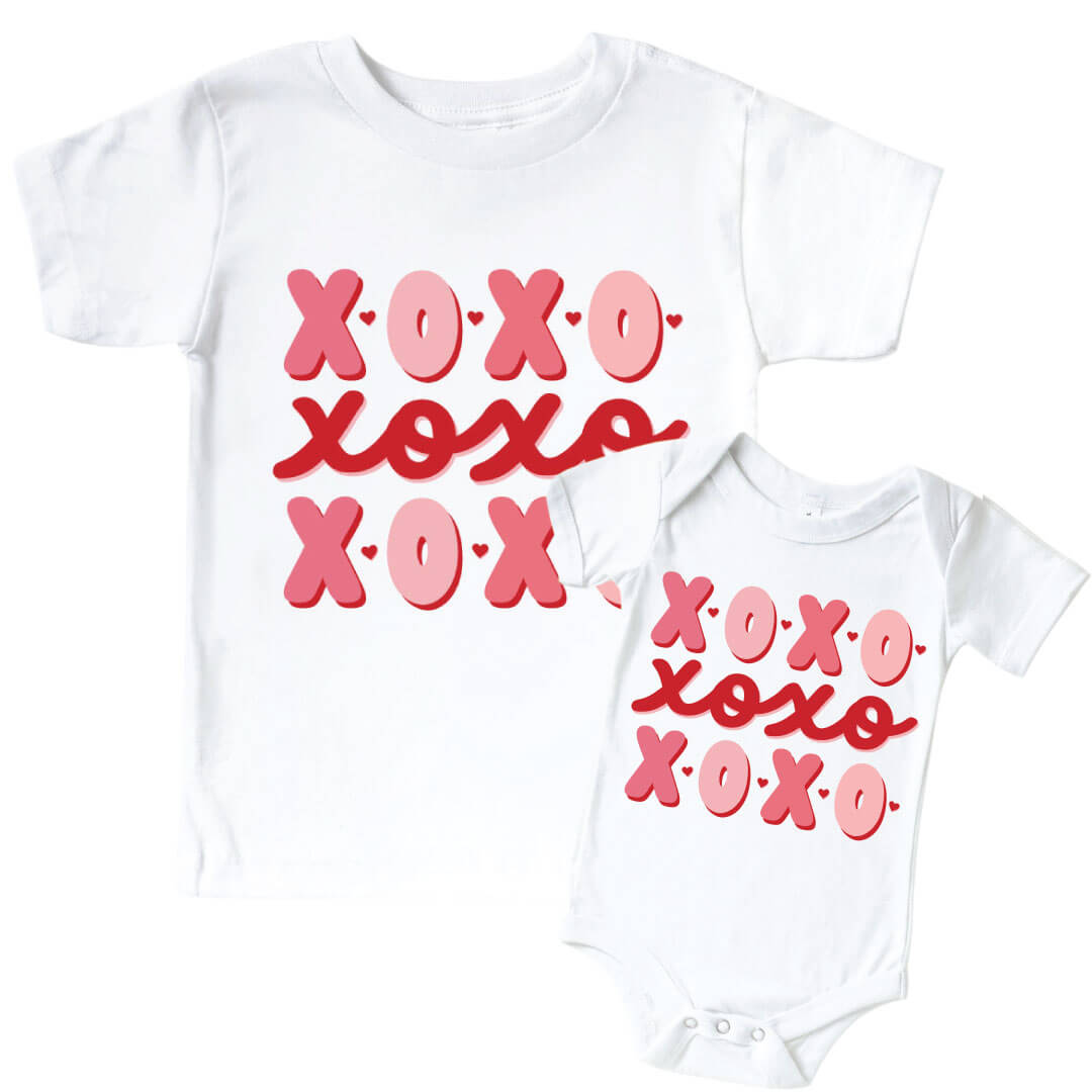 X's & O's Graphic Bodysuit & Kids Tee | White