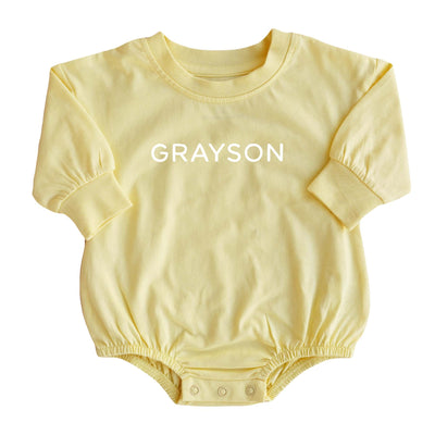 yellow personalized bubble romper long sleeve for easter