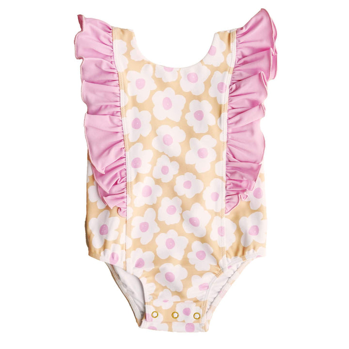 double ruffle one piece sunshine daisy swim