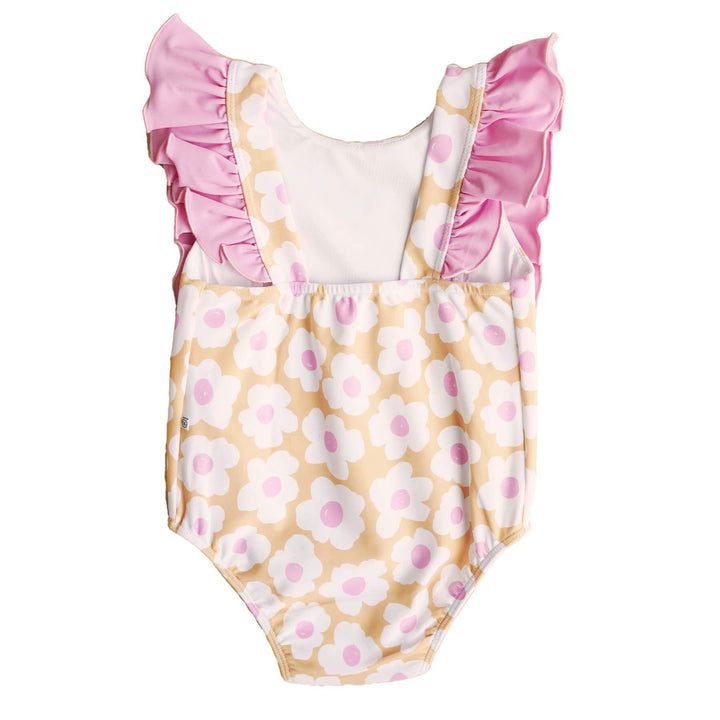 sunshine daisy double ruffle one piece baby swimsuit