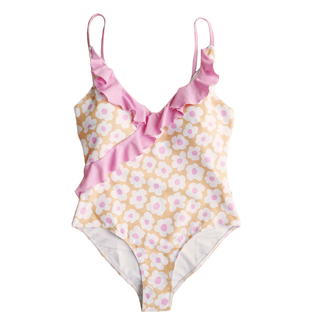 women's ruffled one piece sunshine daisy 