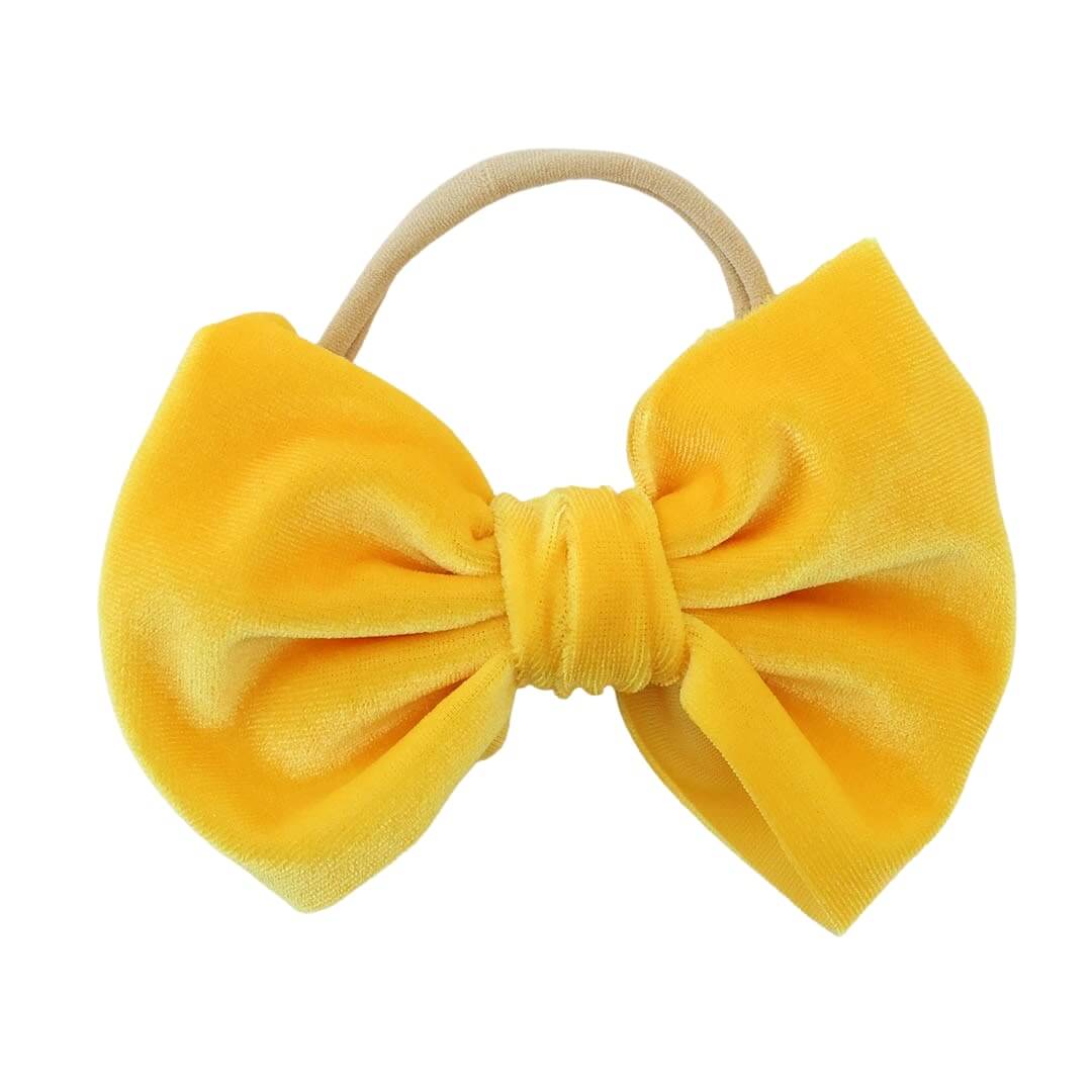 velvet bow headband yellow 