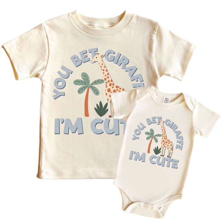 you bet giraffe i'm cute graphic tee and bodysuit 