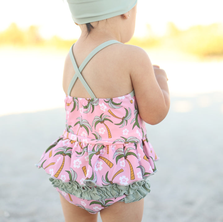 Two Piece Strappy Tankini with Ruffle Bottom | Palm Party