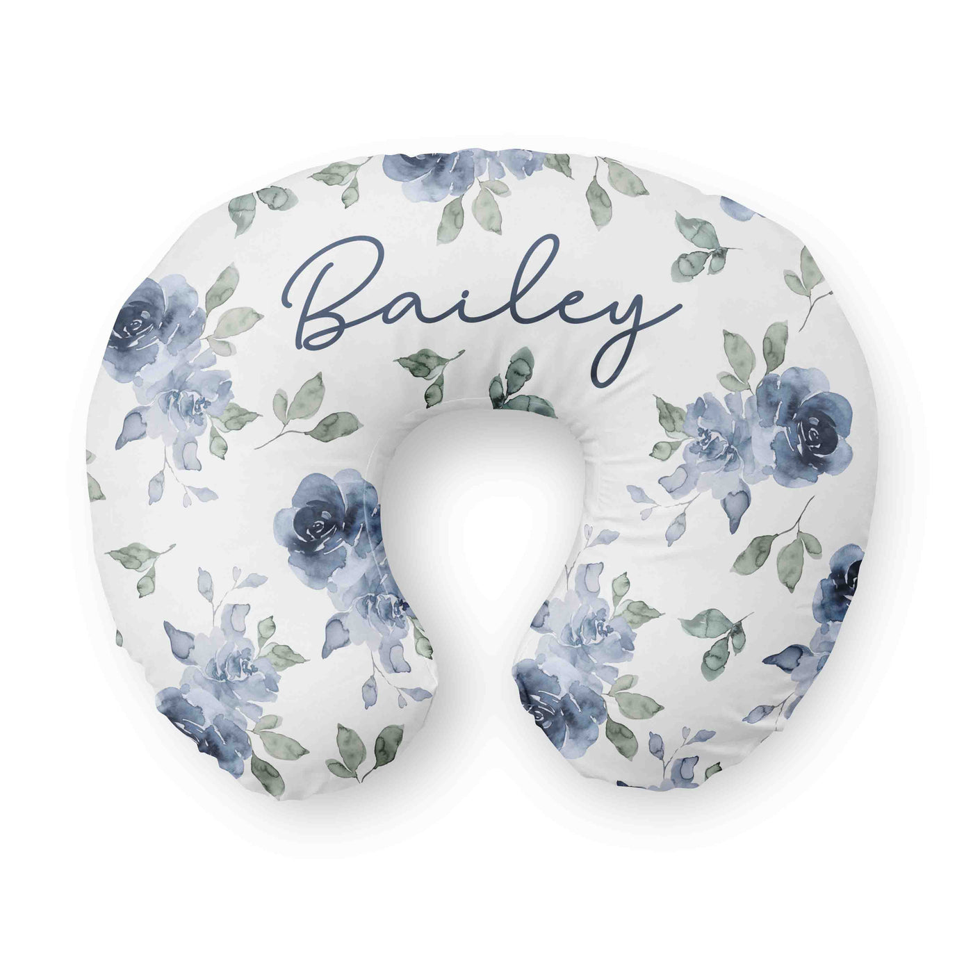 bailey's blue floral personalized nursing pillow cover