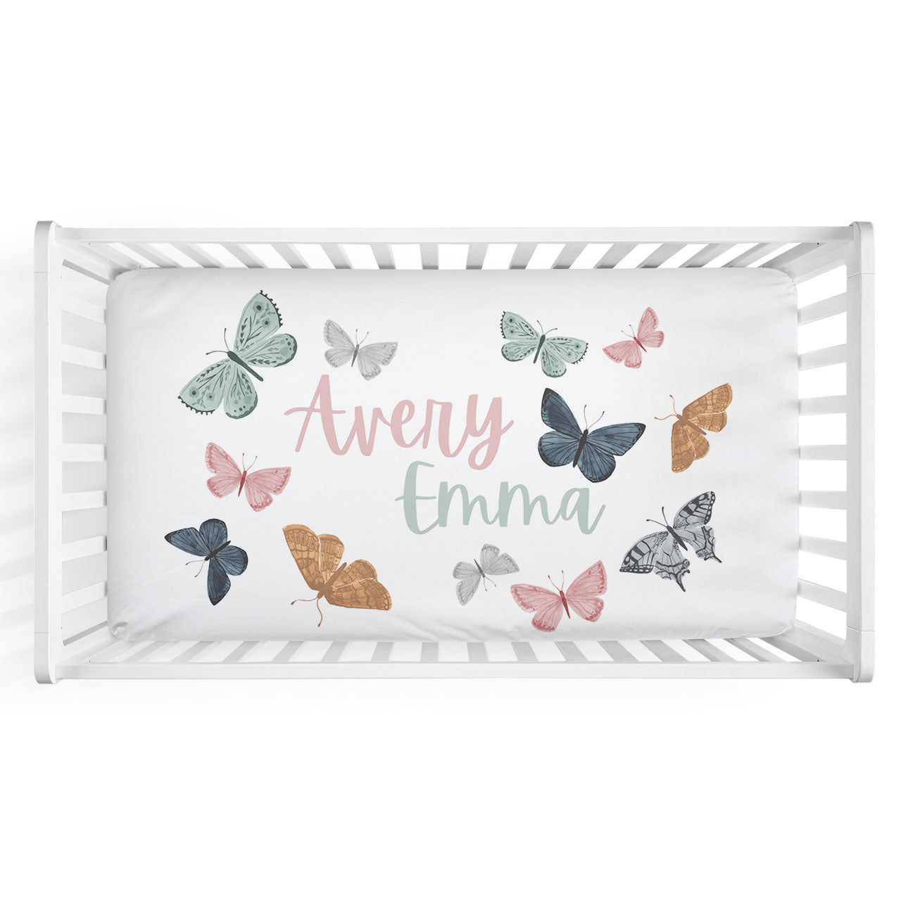 personalized butterfly crib sheet