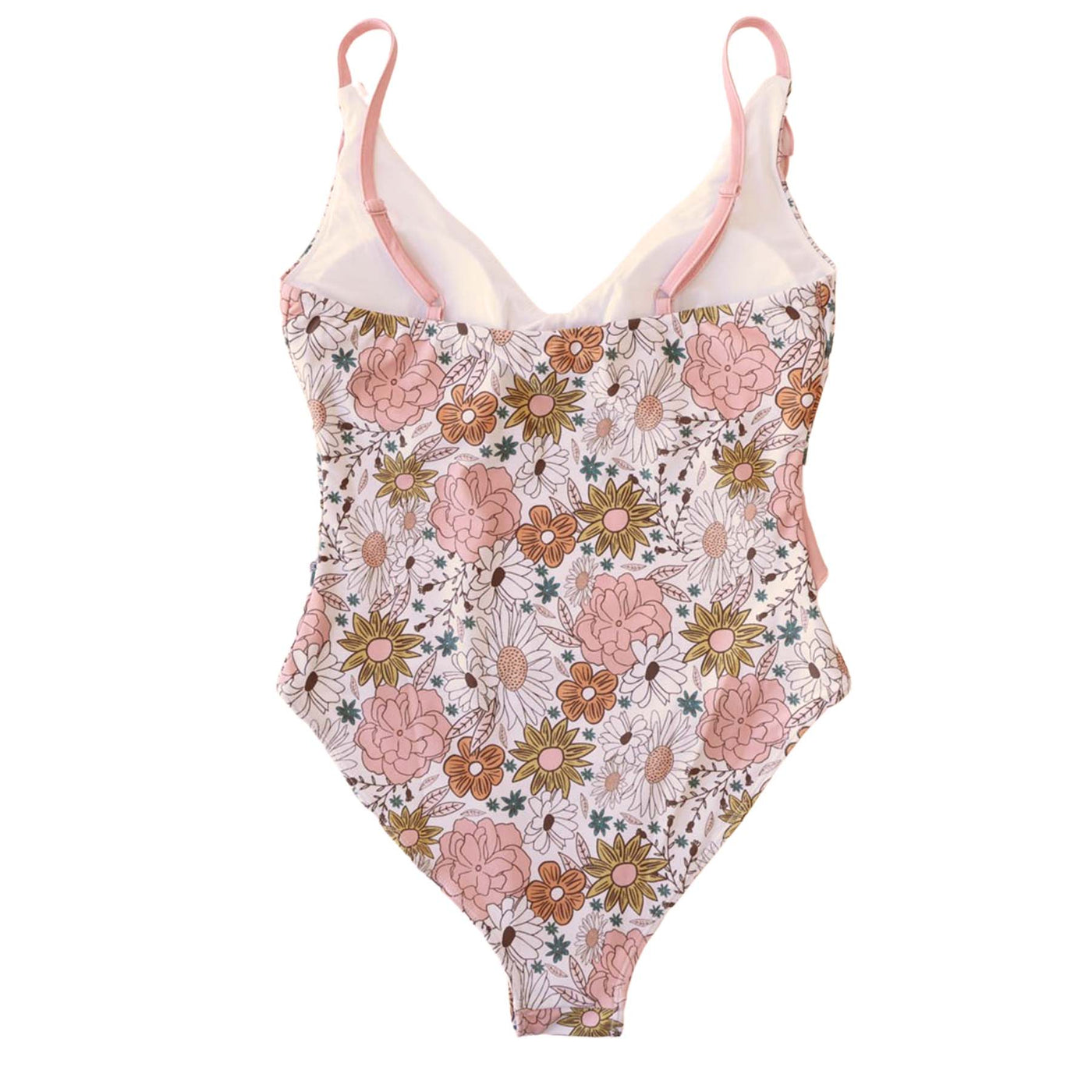 pink and orange floral swimsuit 