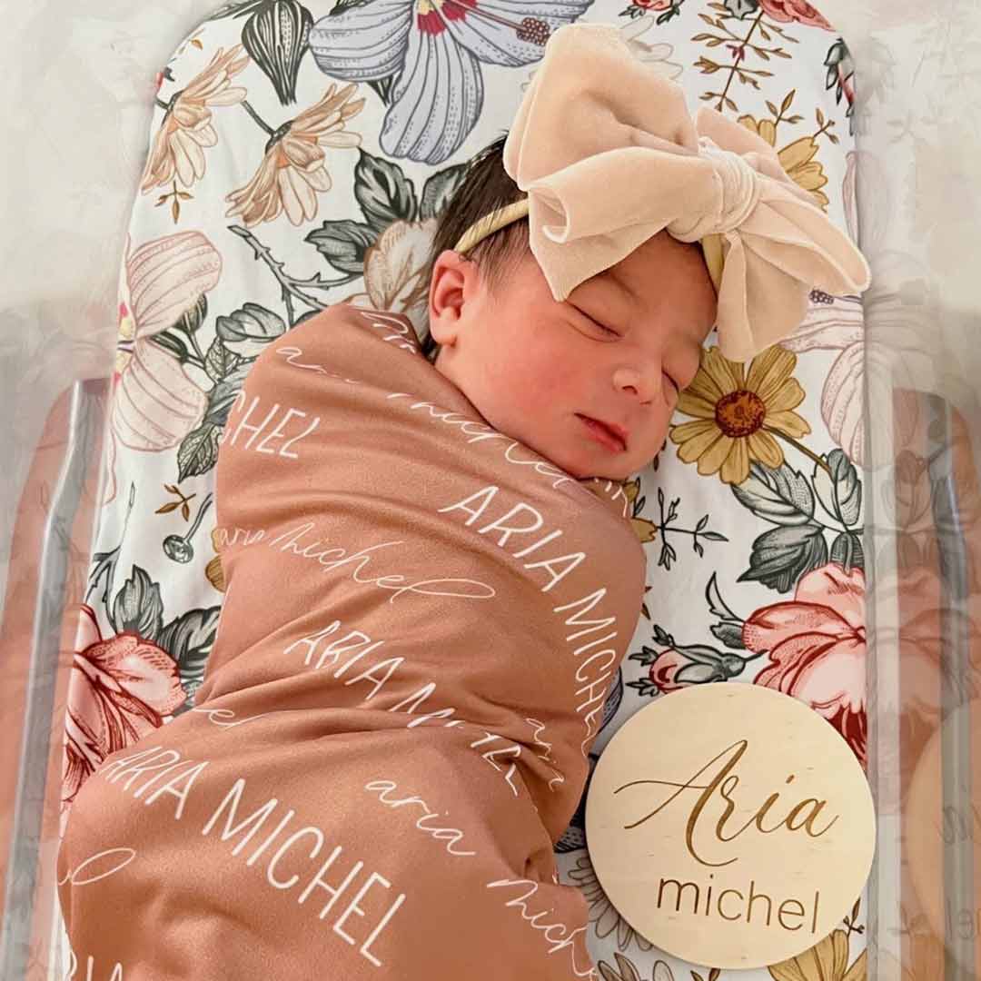 Camel personalized swaddle for girl