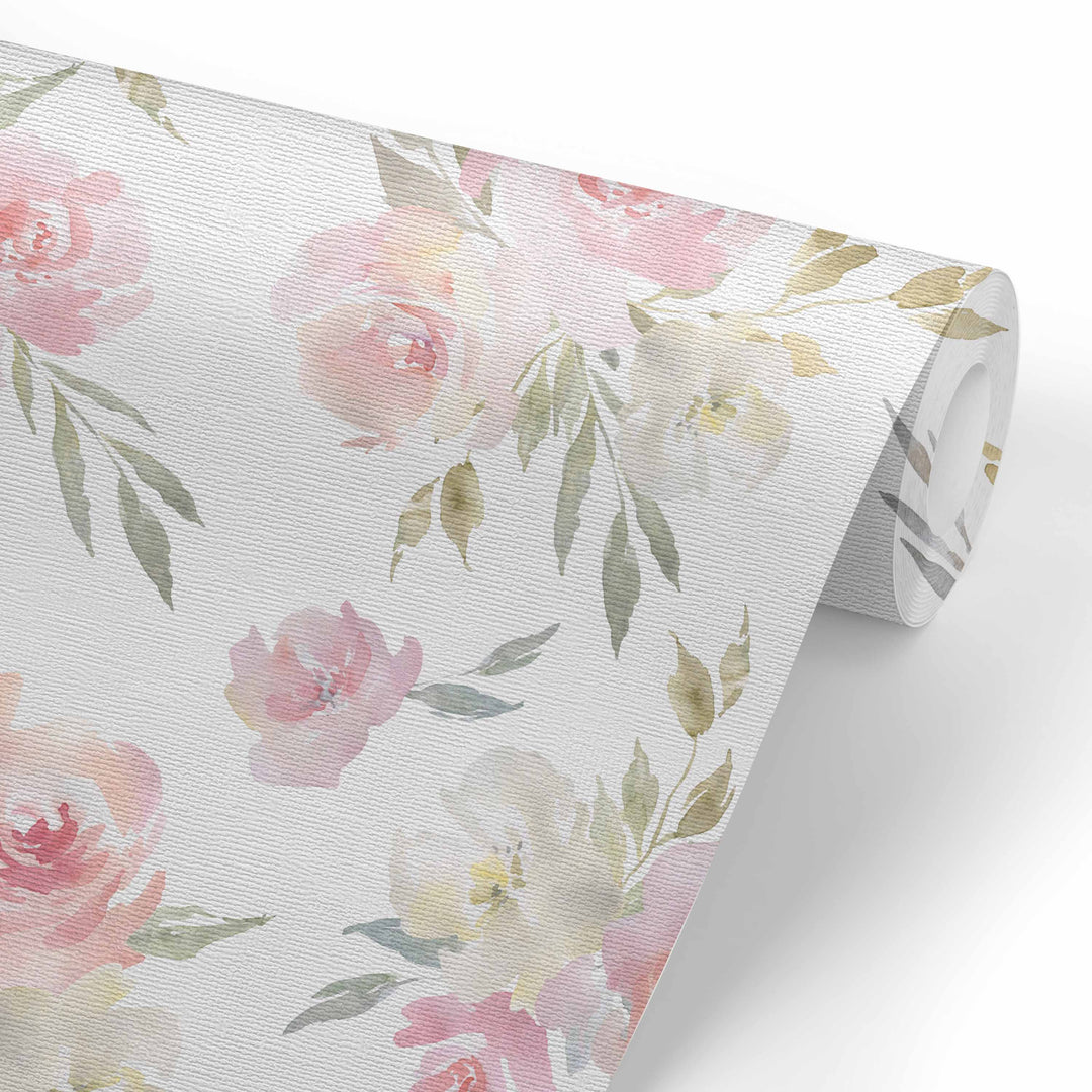 soft pink floral removeable wallpaper