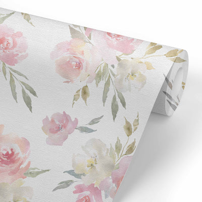 soft pink floral removeable wallpaper