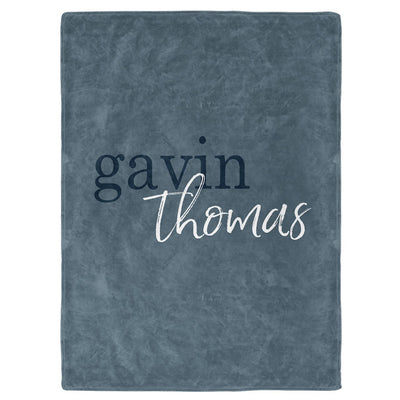 Dusty Blue Color Story Personalized Name Soft Fleece Toddler Throw Blanket