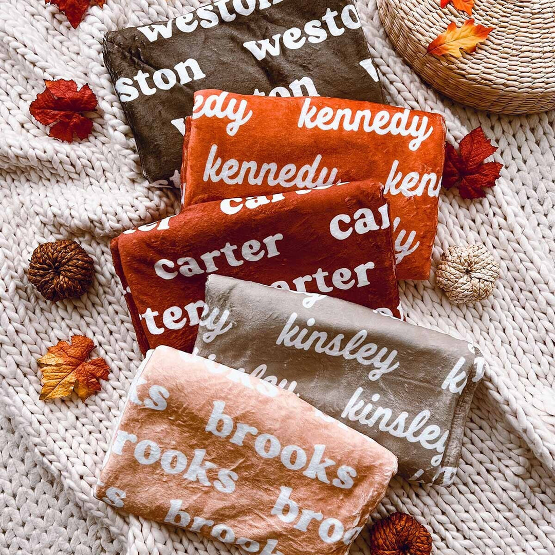 fall color personalized kids blanket solids