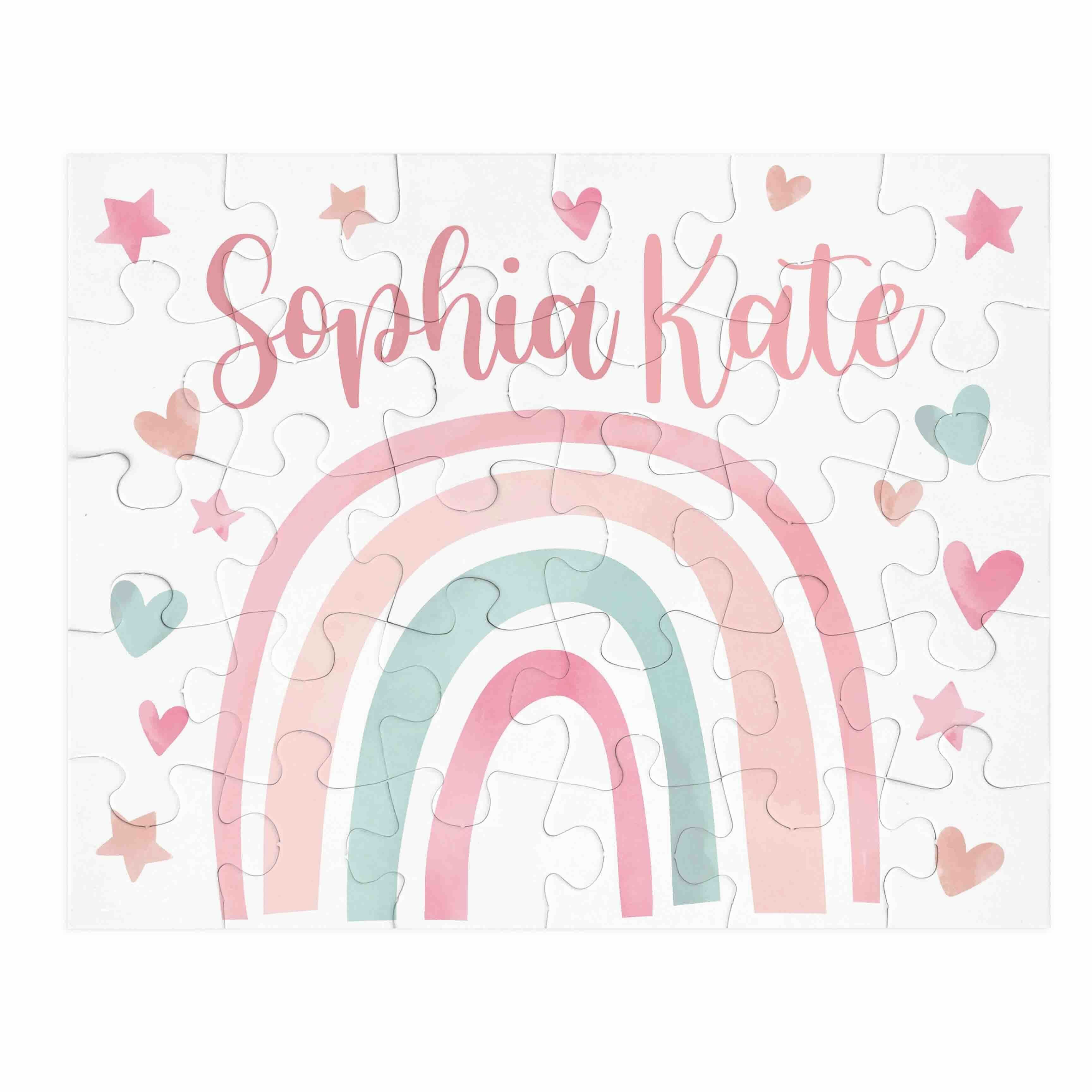 Kids Personalized 30 Piece Puzzle | Pastel Rainbow