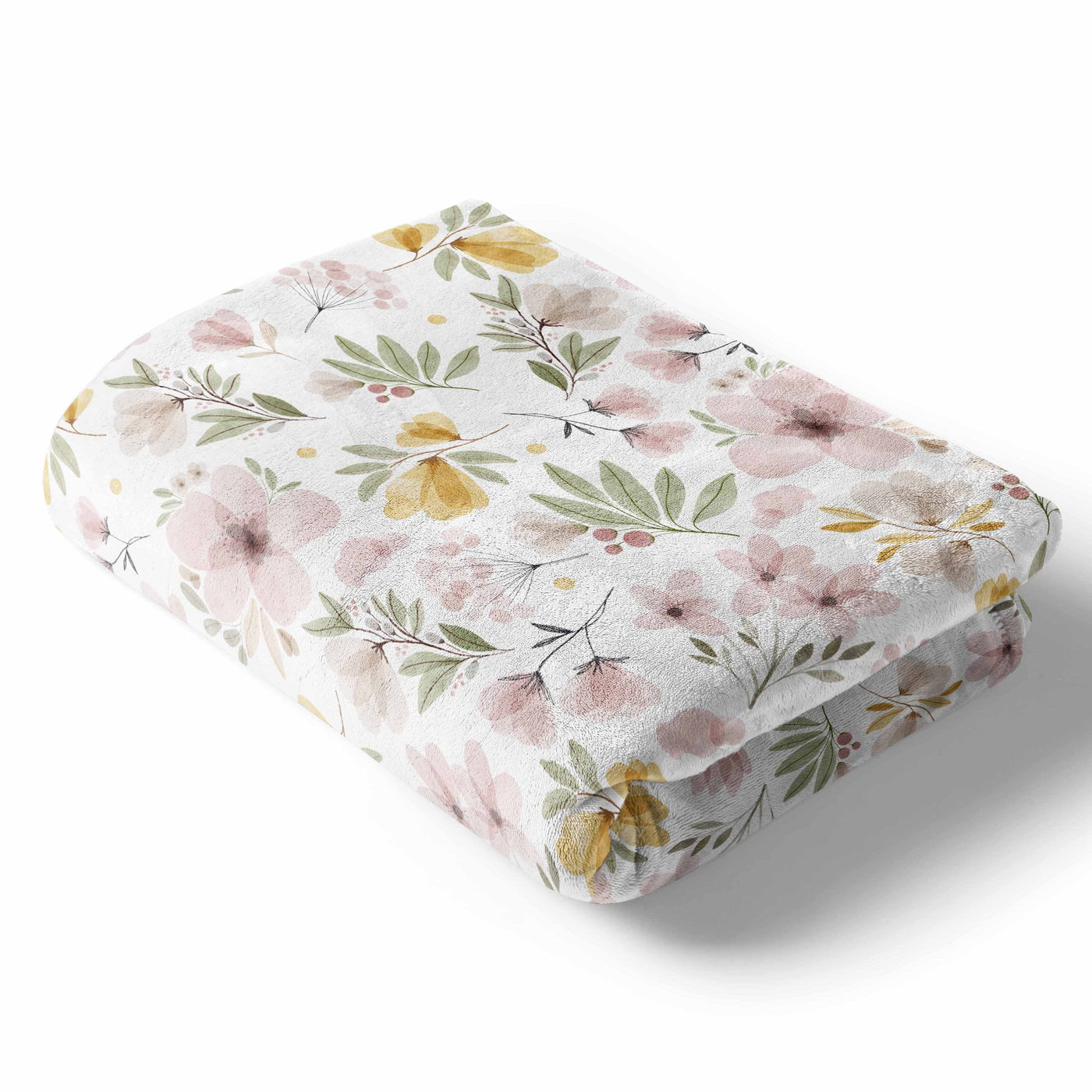 maeve's mauve and mustard watercolor floral soft minky baby stroller toddler throw blanket