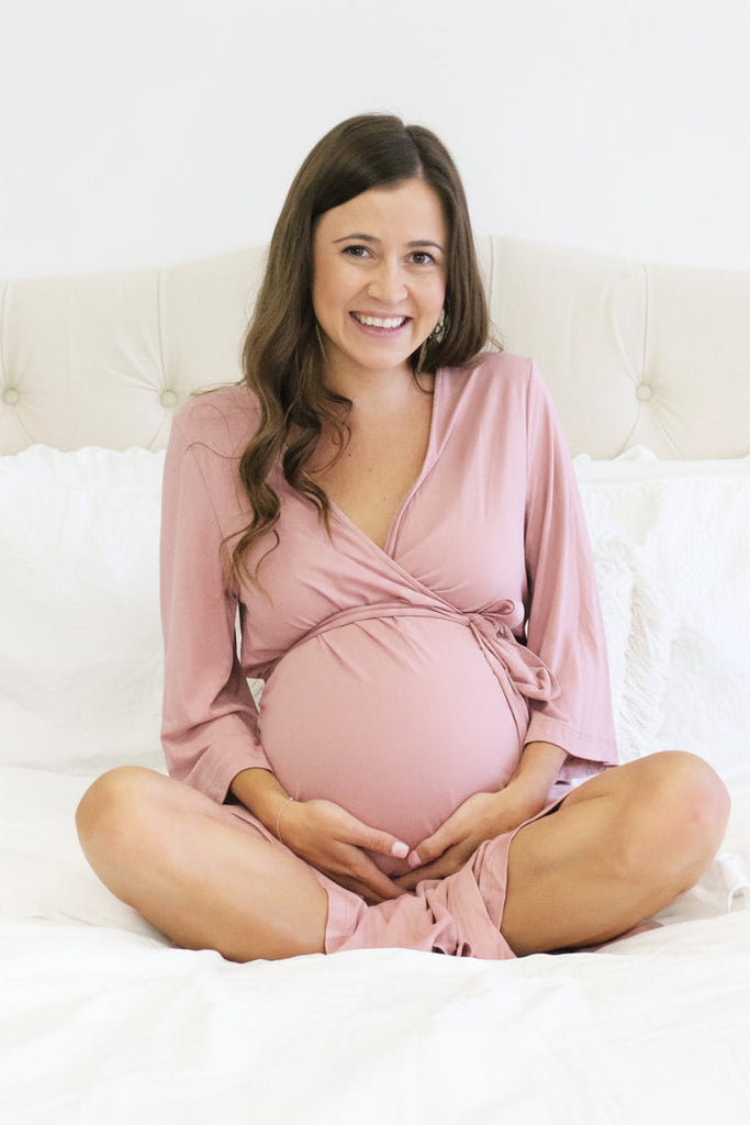 Solid Bamboo Knit Maternity Robe