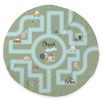 personalized round kids blanket road 