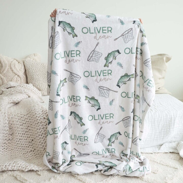 bass fishing blanket kids personalized 