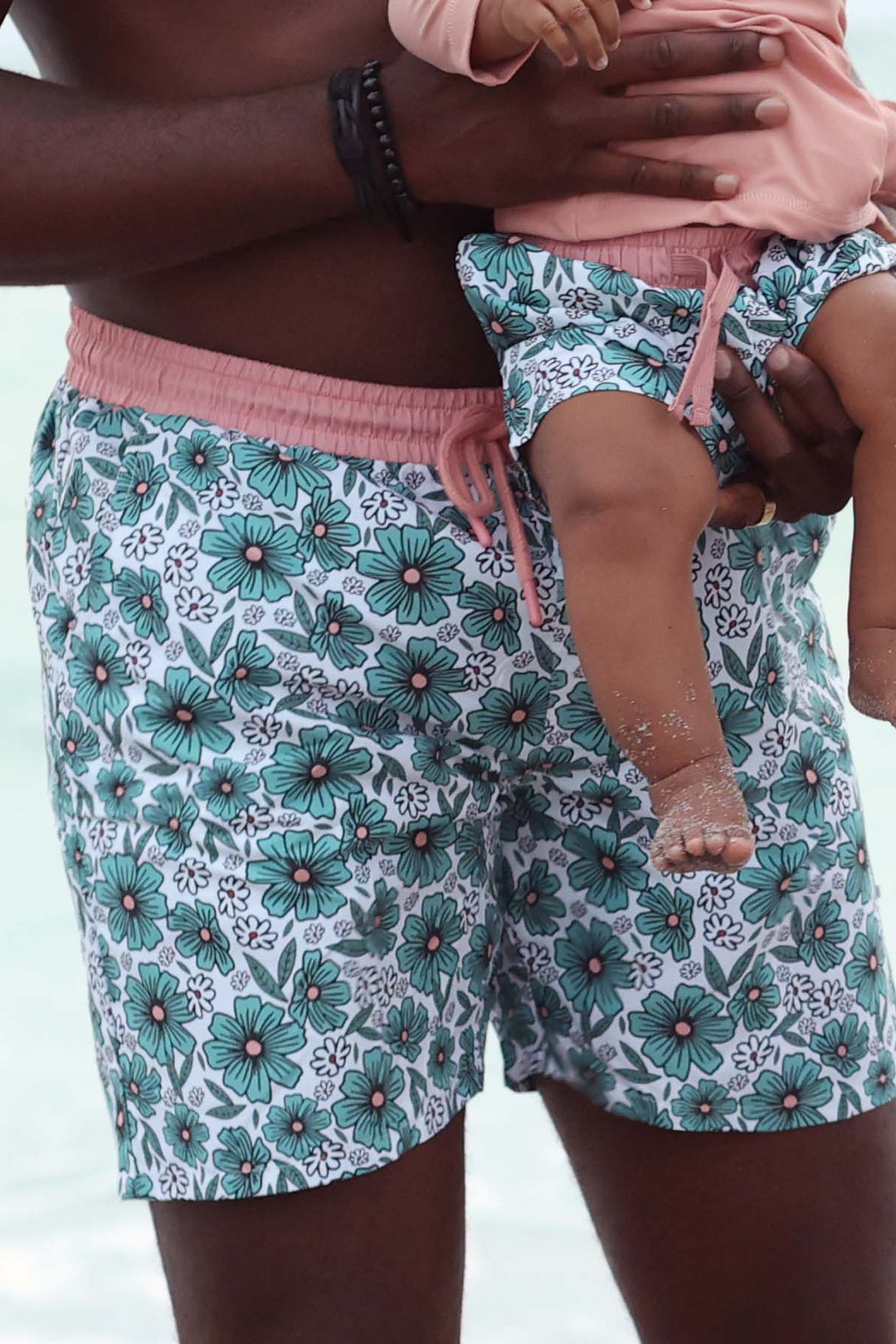 beachy blooms men's swim trunks 