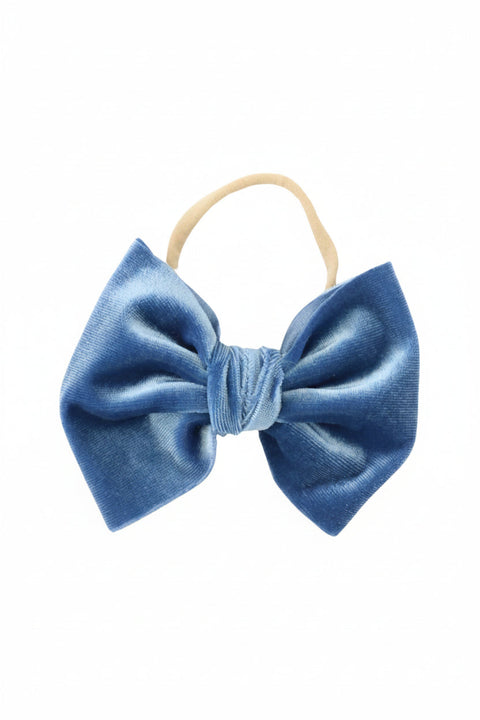 Vintage Blue Bow Headband Velvet Veil Vintage Blue Bow Headband Velvet Veil main image 4
