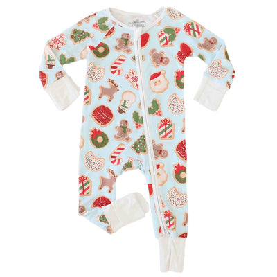 blue christmas cookie romper for baby