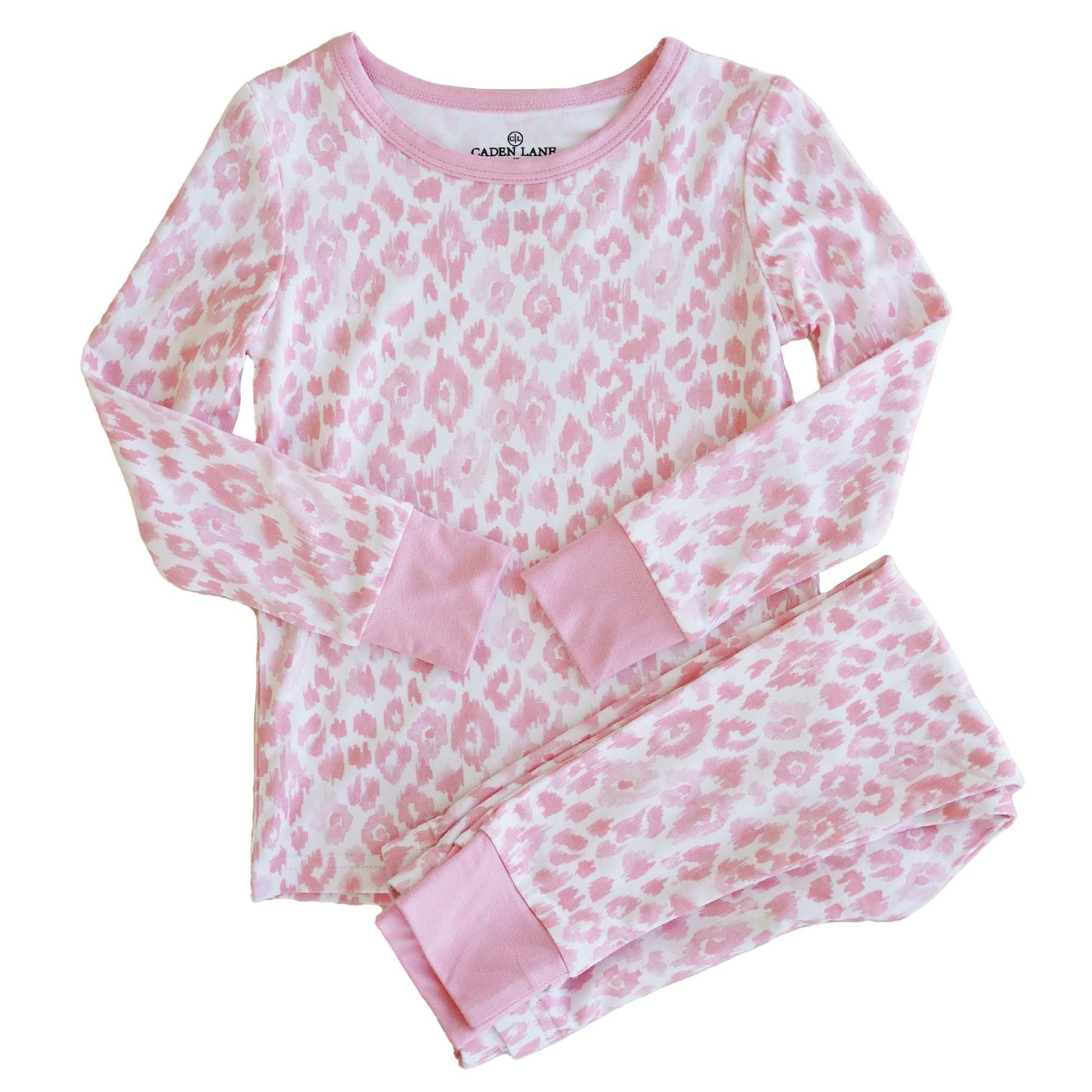 blush leopard 2 piece pajama set 